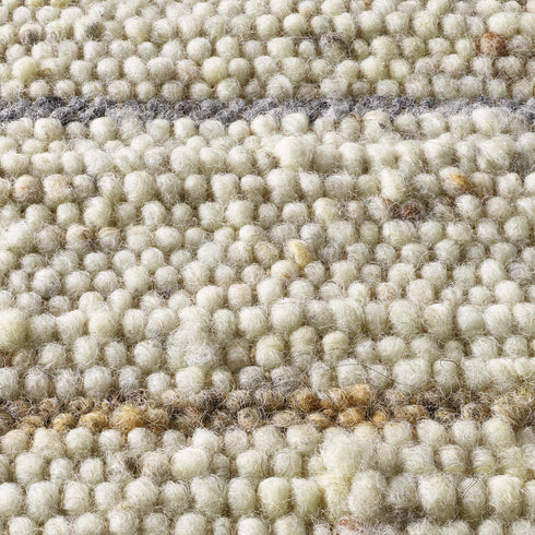 Wollteppich Natur | Reine Schur-Wolle Handweb Teppich gestreift | Grau